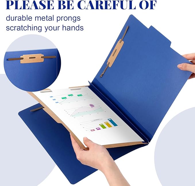 Skyygemm 72 Pcs Classification Folders Letter Size, 1 Divider Pressboard File Folder with Fasteners, Expanding File Organizer Bulk for Teachers, Clergy, Office, Church, Christmas Donations (Dark Blue)