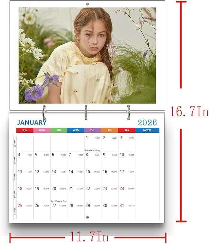 Custom Calendar 2026, Custom Photo Wall Hanging Calendar, Make Your Own Personalized Calendars 2026 for Customized Home/Office/Party/Birthday/Christmas/New Year/Housewarming Gift (wall calendar 2026)