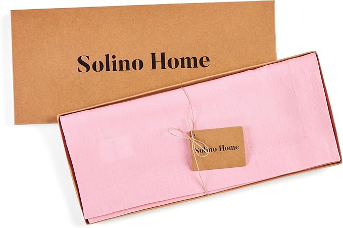 Solino Home Linen Table Runner 48 Inches - 100% Pure Linen Pink Lemonade Table Runner 14 x 48 Inch Ideal for Dresser and Coffee Tables - Fete