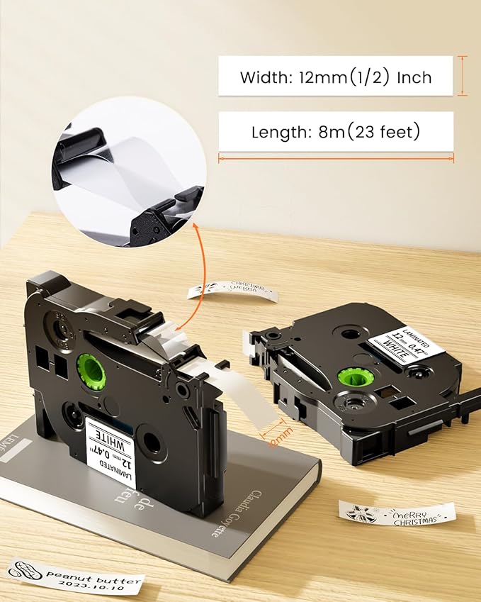 Colorty TZ Tape Compatible with Brother P-Touch Label Tape TZ TZe 12mm 0.47 Laminated White 1/2" Black on White TZe-231 TZE231 for PTH110 D210 D220 D410 D600 1090 1280 1880 2040, 20-Pack