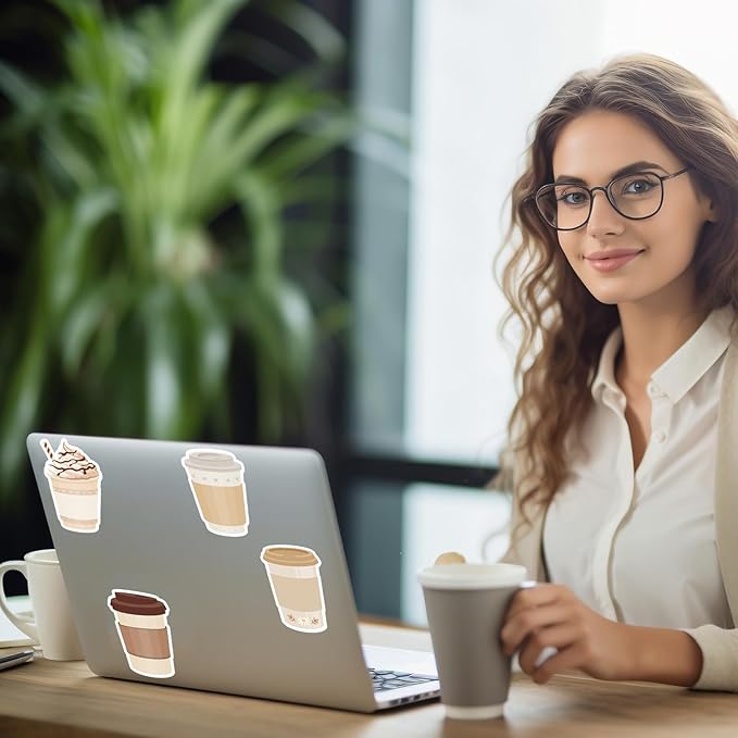 Cute Sticky Notes Set Coffee Cup Funny Stationery Self-Adhesive Pads Party Wedding Favors Themed Gifts Fun Memopads Essentials Pastel Refrigerator for Women Student Office Supplies (10 Packs)