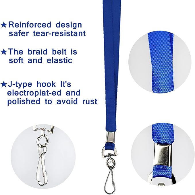 Blue Lanyards Bulk 50 packs Lanyards for ID Badges,Lanyards with Swivel Hook Clips for Name Tag Lanyard ID Holder