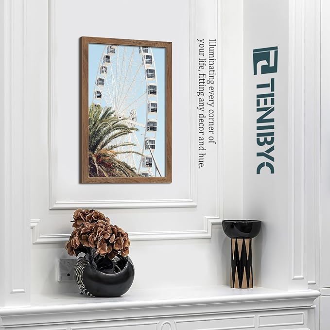 14x24 Picture Frame 3 Pack - Brown Walnut, Natural Solid Wood Poster Frame, Wall Gallery Frame