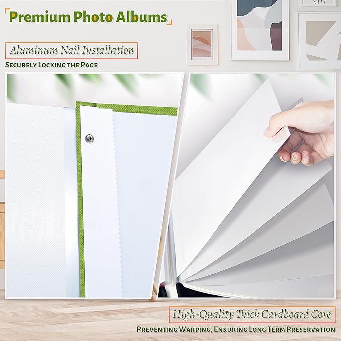 Photo Album Self Adhesive Scrapbook,120 Pages Large Photo Book for 4x6,5x7,8x10 Pictures,DIY Album for Baby Wedding Family Travel Birthday,with Metallic Pen and Scraper