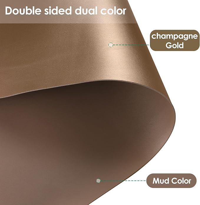Leather Table Cover,1.8mm Thick,36x60 Inch Table Protector,Table Protector for Dining Room Table,Dining Table Cover,Table Cover Protector(Mud Color+Champagne Gold,36x60)