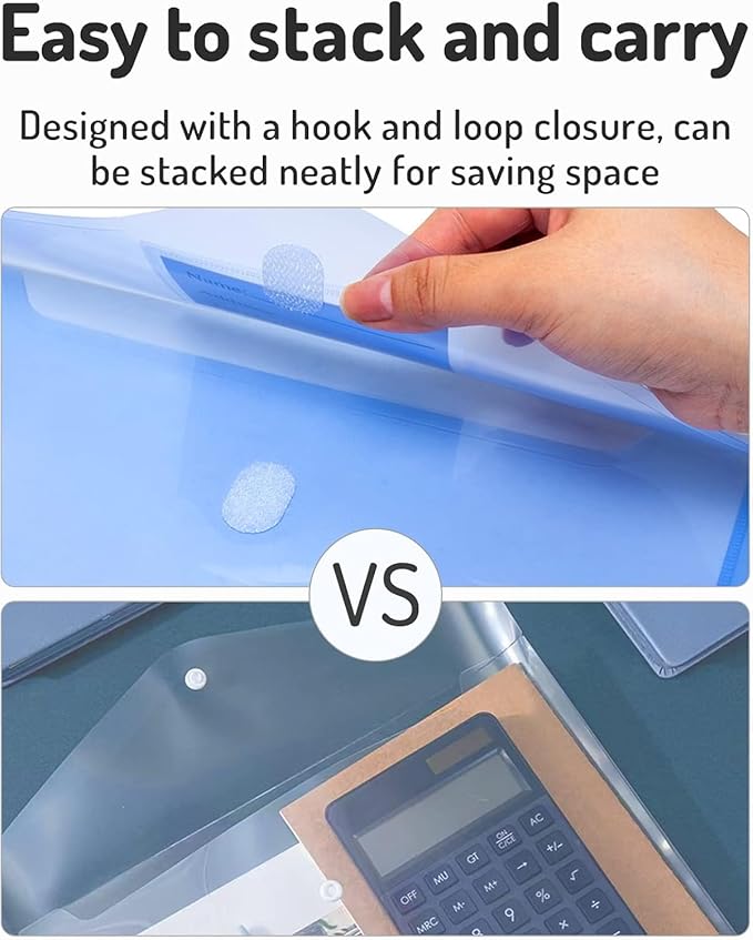 Forvencer Binder Pocket, 5 Pack Super Heavyweight Poly Binder Pocket with Tight Closure, Binder Folders Side Loading, 3 Ring, Binder Dividers with Pockets, Letter Size, Assorted Colors