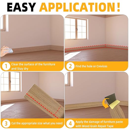 GSCIT Club Wood Grain Repair Tape, 2.4 inch X 50ft Self Adhesive Natural Walnut Grain Repair Patch for Tables, Chairs, Baseboards, Doors, Windows, Floors, Handicraft DIY.