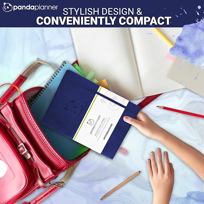 Panda Planner Pro A4 Daily Planner 2026 – 6 Month Undated Planner with Hourly Schedule, Large 8.5x11 Layout, To Do List, Daily Journal, Goal Planner, Habit Tracker & Gratitude Organizer for Home/Office – Purple