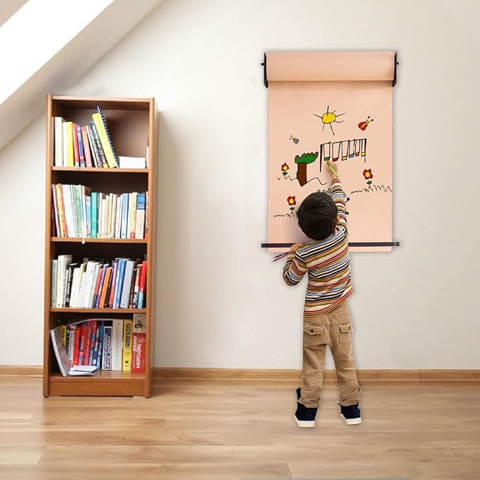 36”Kraft Paper Dispenser Holder Wall Mount, Heavy-Duty Paper Cutter Butcher Paper Dispenser to Do Lists, DIY Drawing, Taking Note, Artwork, Daily Special - Black