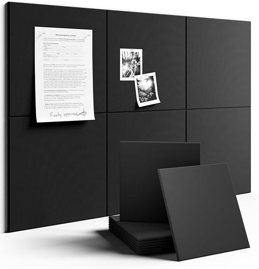 Large Felt Bulletin Board 36" x 24" Cork Board Alternative-6 Pack with 40 Safe Removable Adhesive Tabs, Cork Boards for Walls Cork Board for Home Office Classroom Pin Board - Black