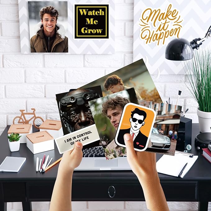 EggSun Vision Board Supplies with 1200+ Images & Quotes Collage Magazine Book, Wall Clip Art Scrapbook Journal Kit for Vision Board Making Beginners Women Men Teen Boy Girls Coquette Room Decors (Men)