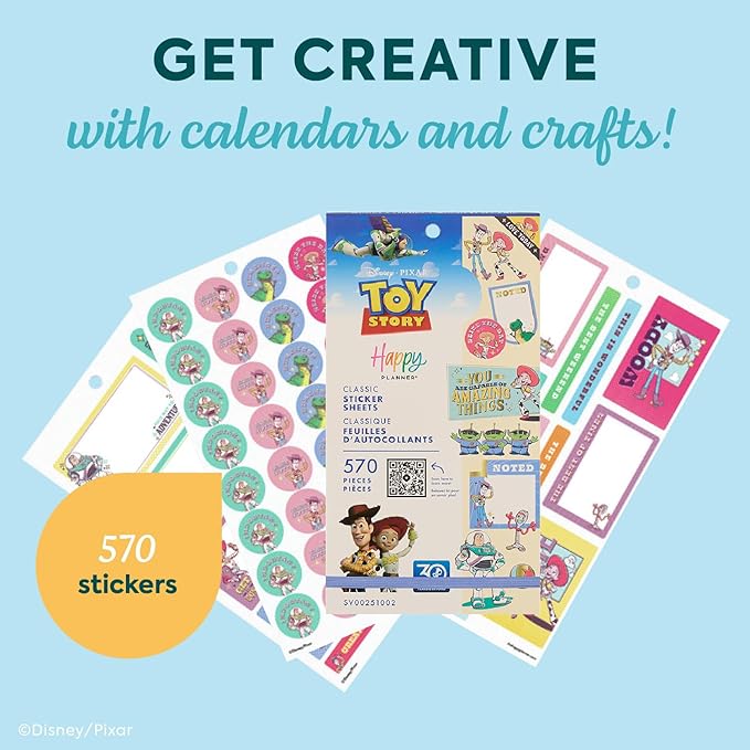 Happy Planner Disney 30-Sheet Easy-Peel Sticker Pack for Calendars and Journals, Woody and Friends