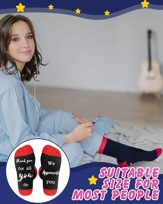 24 Pcs Employee Appreciation Gifts Thank You for All You Do Socks Stainless Steel Keychains for Staff Coworker Team