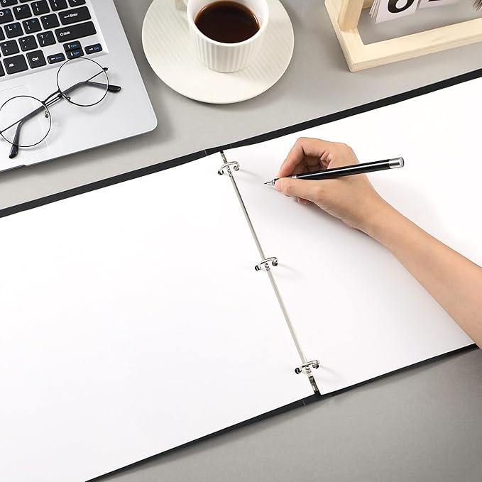 6 Pcs 11 x 17 3 Ring Binders Black 11" x 17" Round Ring Binders Large Folder for Pressboard Presentation, Reports, Proposals, Documents(0.5 Inch)