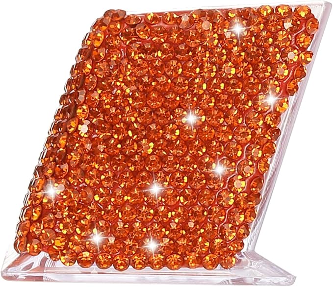 PATIKIL Rhinestone Business Card Holder, Crystal Business Card Holders Bling Business Card Organizer Display Stand for Desktop Desk Office Exhibition, Light Red