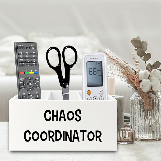 Chaos Coordinator Pen Pencil Holder Organizer for Desk, Thank You Gifts for Women Men Coworkers Boss Leader Manager, Appreciation Gifts Wooden Box Sign for Home Office Desk Tabletop Decorations