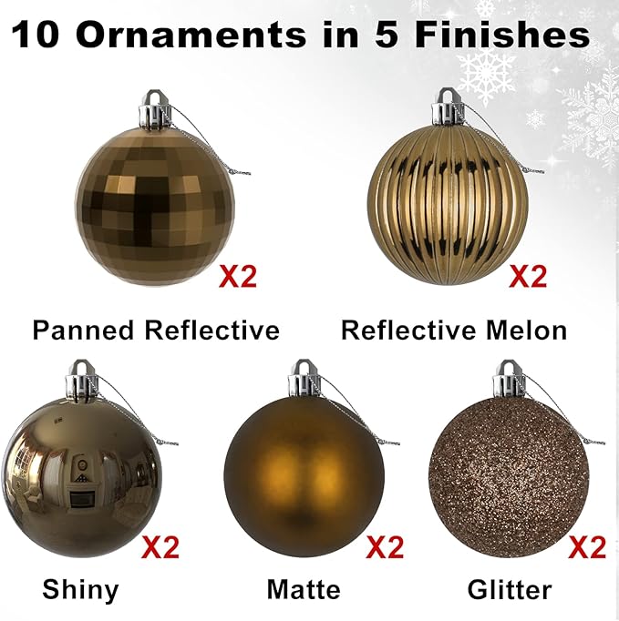 Vintage Copper 3.2" Large Christmas Balls - Christmas Tree Decoration Ornaments Shatterproof Hanging Balls for Birthday Halloween Holiday Wedding Decorations Set of 10pcs