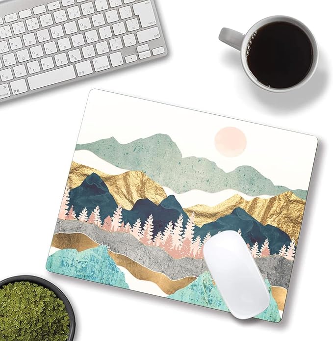Hokafenle Mountain Abstract Art Mouse Pad - Non-Slip Rubber Base Square Wireless Mousepad for Laptop and Desk