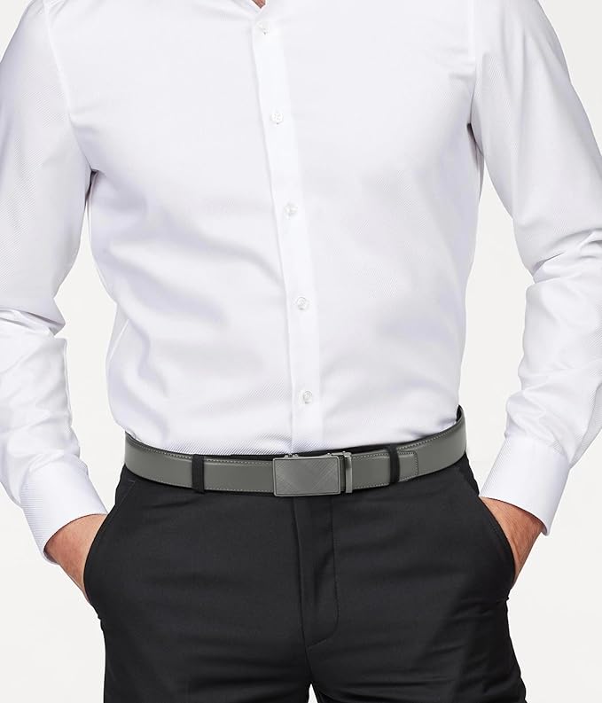 CHAOREN Mens Belt - Mens Ratchet Belt Leather 1 3/8" for Dress Pant - Micro Adjustable Belt Fit Everywhere