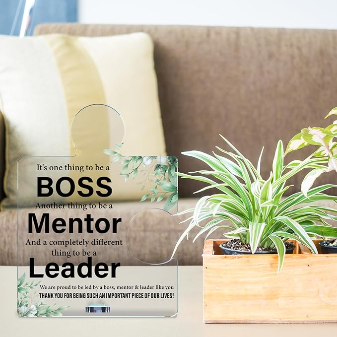 Thank You Appreciation Gifts for Boss Mentor Leader, Leader Mentor Boss Gifts for Women Men New Job Retirement Going Away, Bosses Day Gift Office Acrylic Puzzle Plaque Sign Desk Decor