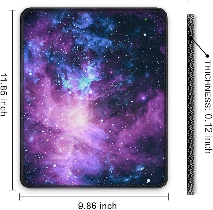 Auhoahsil Mouse Pad, 12 x 10 in Galaxy Theme Computer Mouse Pad for Desk, Premium-Textured Non-Slip Rubber Stitched Edges Waterproof Square Mouse Mat for Gaming Work Wireless Mice, Purple