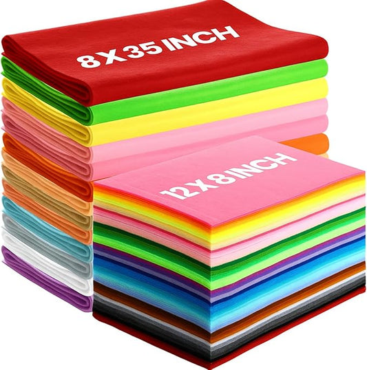 Reginary 120 Pcs 8 x 12 Inch & 8 x 35 Inch Felt Sheets for Craft 40 Assorted Color Felt Squares Stiff Paper for Back to School Fall Thanksgiving Halloween Xmas DIY Craft Sewing Patchwork (Fresh)