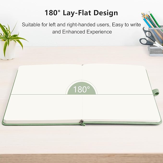 RETTACY Blank Journal Notebook, 192 Pages, A5 Medium Size (5.7'' x 8.3''), Leather Hardcover, 100 GSM Thick Paper, for Sketching, Drawing, Painting (Light Green)