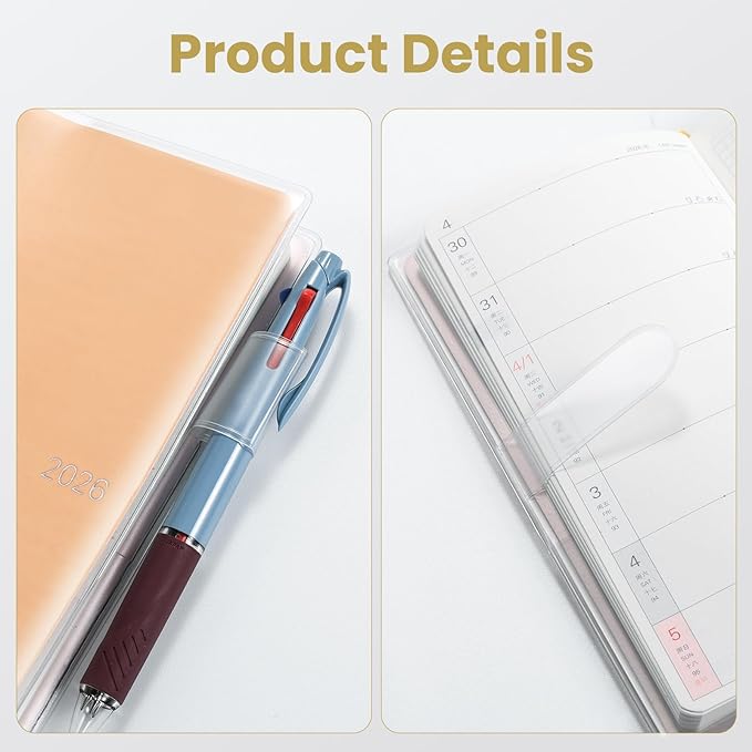 Clear Cover for Hobonichi Weeks Planner- 8.0x7.7 Inches,Plastic Book Cover for Weeks Book,Protective Sleeves Compatible with April Start & Mega Planners(2-Pack)