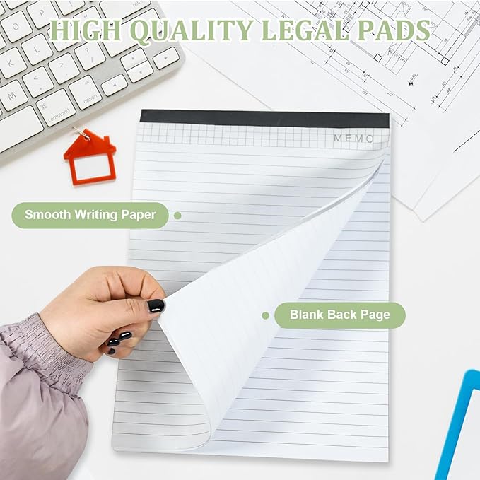 SAYEEC Legal Pads, A4 Size Wide Ruled Writing Note Pads, 8" x11" Lined Notepad Notebook Paper for Business School College Office, 40 Sheets Per Pad, 5 Pack