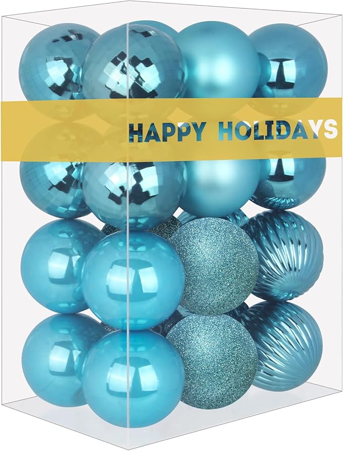 Baby Blue 2.5" Christmas Balls Christmas Tree Decoration Ornaments Shatterproof Hanging Balls for Birthday Halloween Holiday Wedding Decorations Set of 24pcs