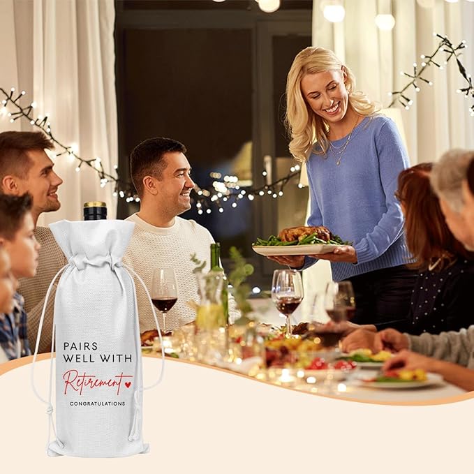 XFW White Retirement Wine Bag Retirement Gifts for Women Men Farewell Gifts for Coworkers Going Away Gift for Friends Boss