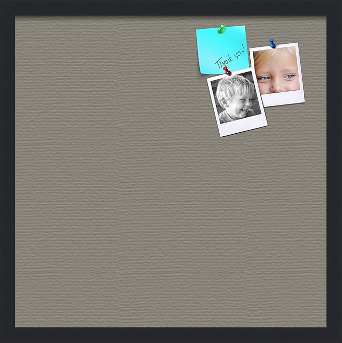 PinPix 20x20 Inch Cork Bulletin Board. This Decorative Framed Pin Board Comes with Pewter Design and a Satin Black Frame. Ideal for Home Office Decor or Message Board (PinPix-1812)