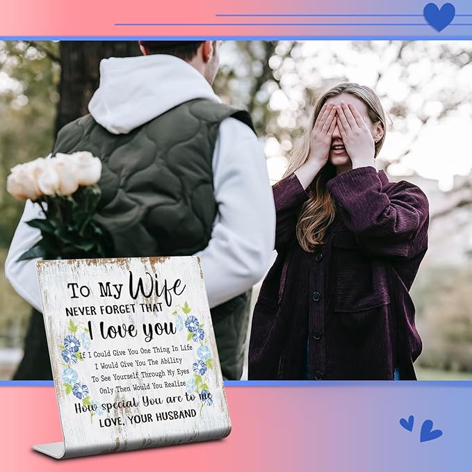 XUV66 To My Wife Sign Plaque - Romantic Gift for Wife - Wedding Anniversary, Birthday, Christmas, Valentine's, Mother's Day from Husband - 4 x 4 inch