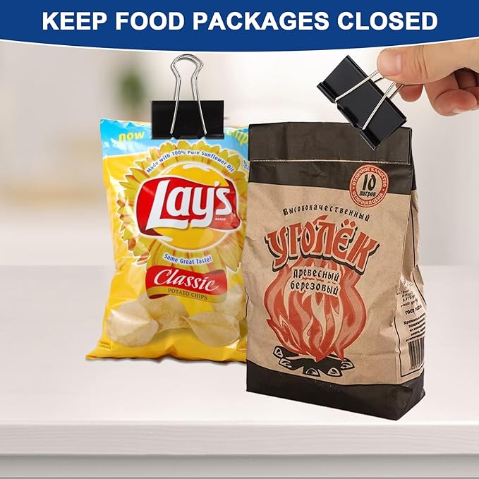 Ufmarine 40 Pcs Large Binder Clips 1.6 inch Length, Binder Clips Large for Office