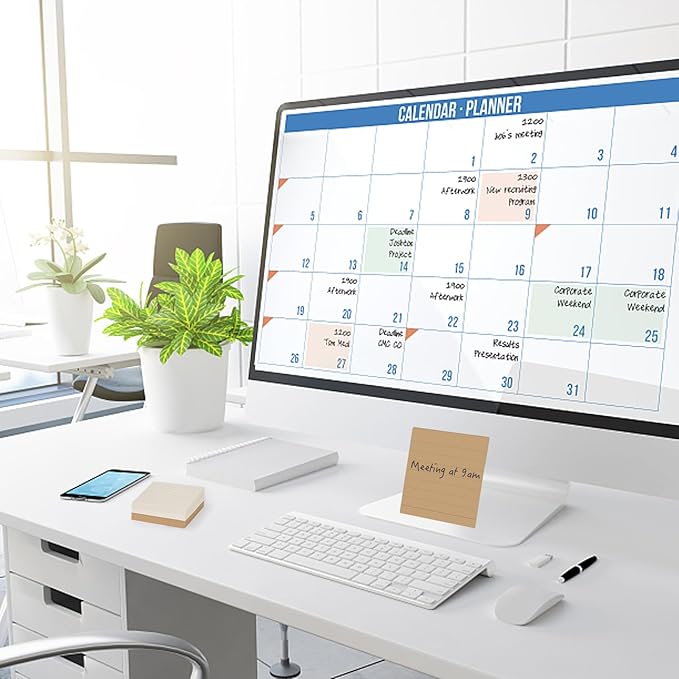 NatureTouch Sticky Notes 6 Packs, 3 x 3 Inches Adhesive Self-Stick Notes in Eye Protection Paper, Multiple Designs of Memo Pads for Reminders, Office, Home, School, Meeting, 80 Sheets/Pad，Kraft，Line