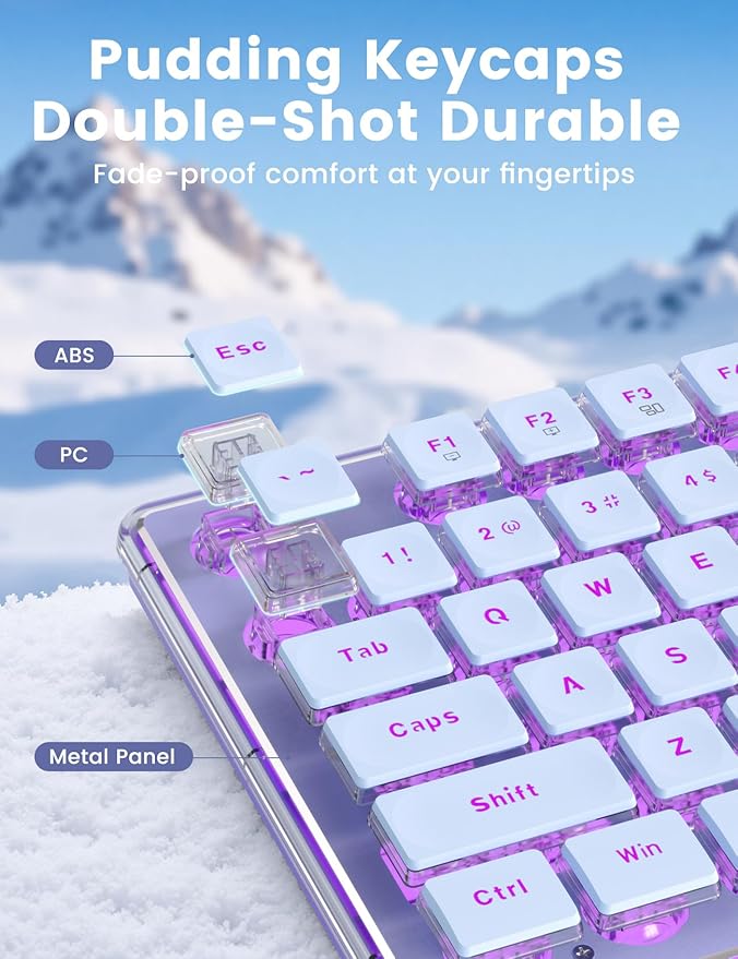 Wireless Keyboard and Mouse Combo - 9 Backlit Effects, Wrist Rest, Double-Shot Keycaps, Metal Panel, Long-Lasting Rechargeable, 2.4G Keyboard Mouse Set for Windows Mac PC Laptop – Sablute (Purple)
