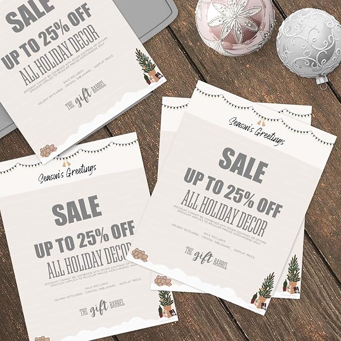 Greenery Seasons Greetings Letterhead / 50 Sheets / 8.5" x 11" Festive Christmas Holiday Paper/Decorative Winter Stationery