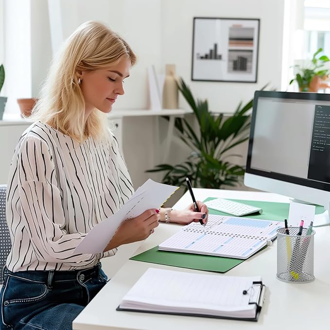 Undated Weekly Planner with Habit Tracker, 52 Weeks To Do List Notebook A5 Weekly Goal Planner with Spiral Binding & Stickers Home Work School Supplies for Women Girls 8.2" x 5.7" - Blue