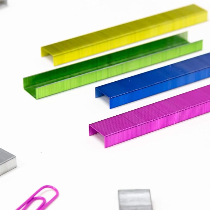BAZIC Products Staples Standard (26/6) Metallic Color 3000/Pack, Stapler Refill Standard Size Staple, Assorted Colors, 2-Packs