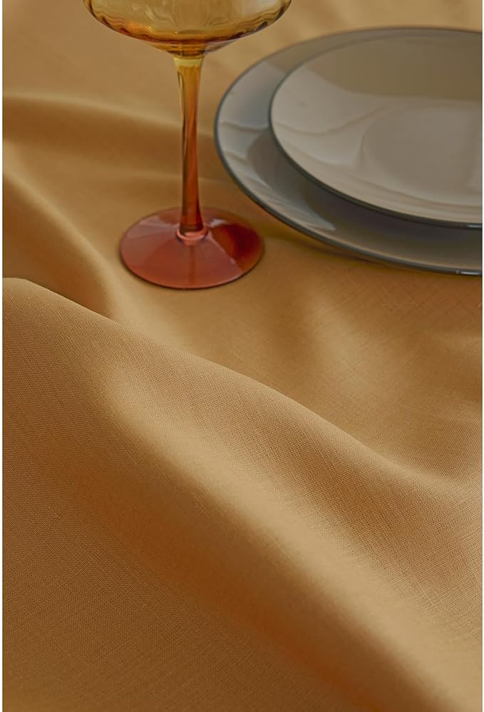 Solino Home Linen Caramel Table Runner 144 Inches Long - 100% Pure Linen Extra Long Table Runner 14 x 144 Inch for Fall, Autumn, Thanksgiving - Fete