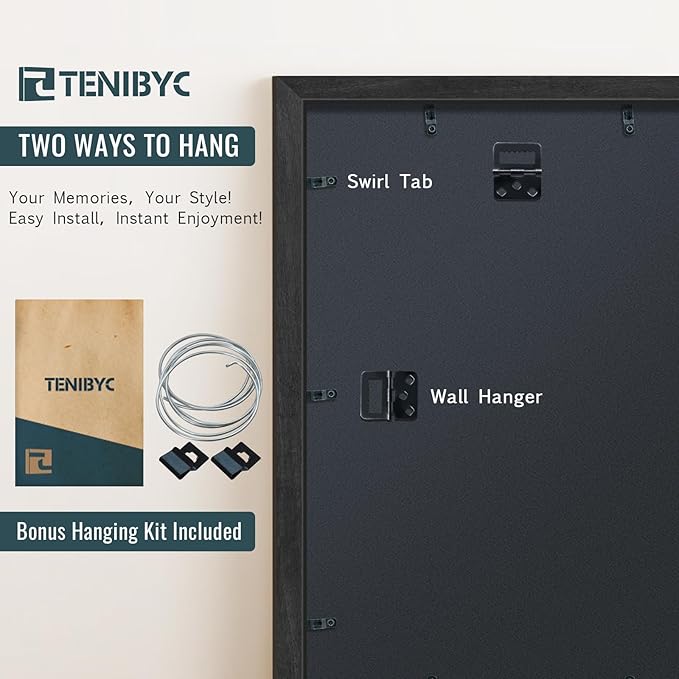 20x24 Picture Frame 4 Pack, Textured Black Wood Poster Frame, Suitable for Photos, Posters and Puzzles, Horizontal and Vertical Wall Hanging