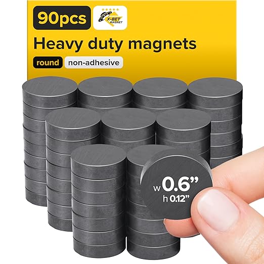 X-Bet Strong Magnets Heavy Duty - Round Magnets for Crafts, Magnets for Whiteboard, Fridge - Small Strong Magnet, Refrigerator Magnets (90 pcs)