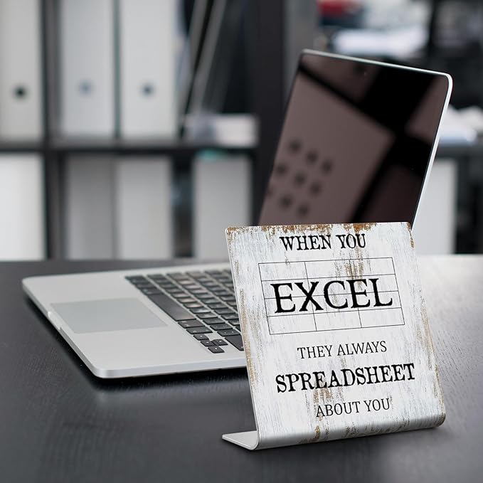 When You Excel Sign Definition Accountant Gift for Women Men, Rustic Office Humor, Funny Inspirational Home Decoration for Coworkers XUV85