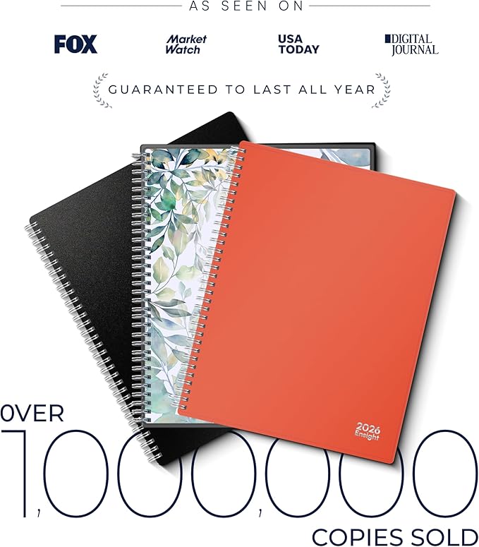 Ensight 2026 Appointment Book and Planner 8.5" x 11" Large Hourly Weekly Daily Schedule Book with Tabs, 15 Minute Time Slots, Peach Calendar Organizer Jan 2026–Dec 2026 Appointment Planner - Peach