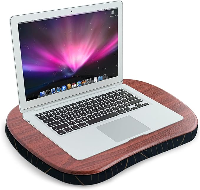 Lap Laptop Desk - Portable Lap Desk with Pillow Cushion, Fits up to 15.6 inch Laptop for Home Office Students Use as Computer Laptop Stand, Book Tablet(1-Dark Brown)