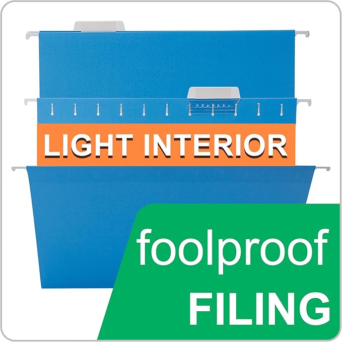 Blue Hanging File Folders,50 Packs Reinforced Hang Folders,Designed for Home and Office Color Coded File Organization, Letter Size