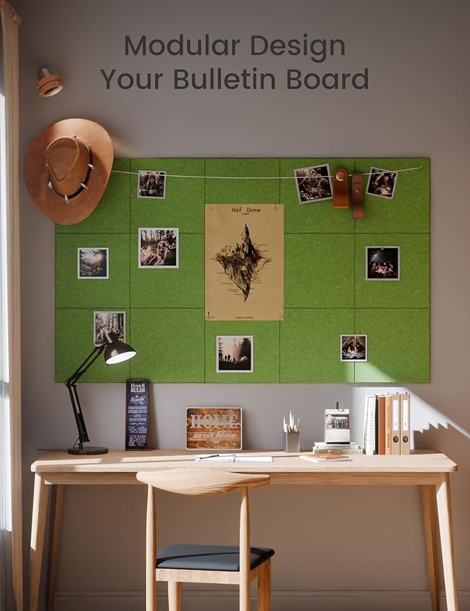 Large Felt Bulletin Board 36" x 24"Cork Board Alternative - 6 Pack with 40 Safe Removable Adhesive Tabs, Cork Boards for Walls Cork Board for Home Office Classroom Pin Board - Grass Green