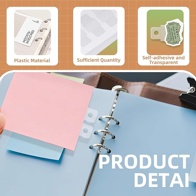500PCS Clear Binder Hole Reinforcement Stickers, Self-Adhesive Hole Punch Reinforcement Labels, Change No Punched Page to Loose-Leaf Binder Refill Insert for Scrapbooking Album Office School Supplies