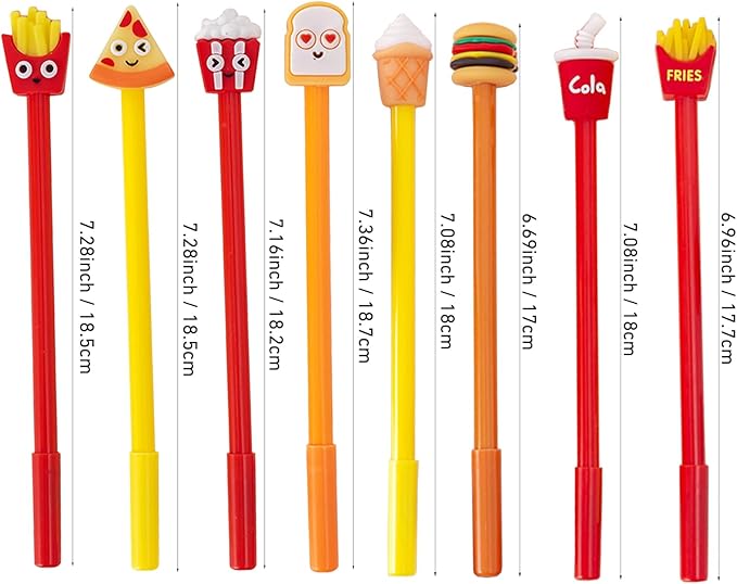 Cute Food Gel Ink Pens - 40 Pcs Fun, Kawaii Pens, 0.5 mm Black Ink, Ideal for Kids, School & Office Supplies (Food-01)