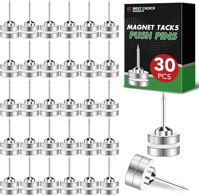 30 Pack Magnetic Pushpin, Magnetic Clips Magnet Thumb Tacks Magnet Tacks Push Pins for Cork Board Wall Bulletin Board Photo Wall
